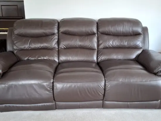 DFS Landos brown leather recliner sofa set