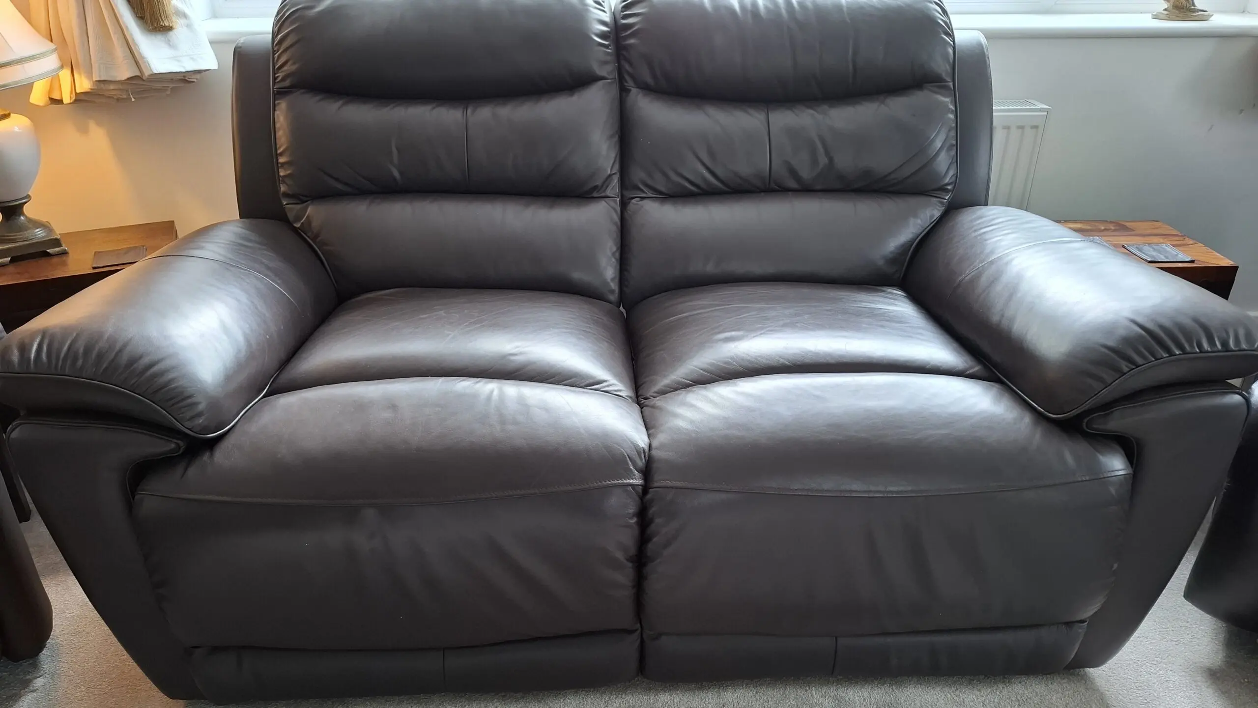 DFS Landos brown leather recliner sofa set