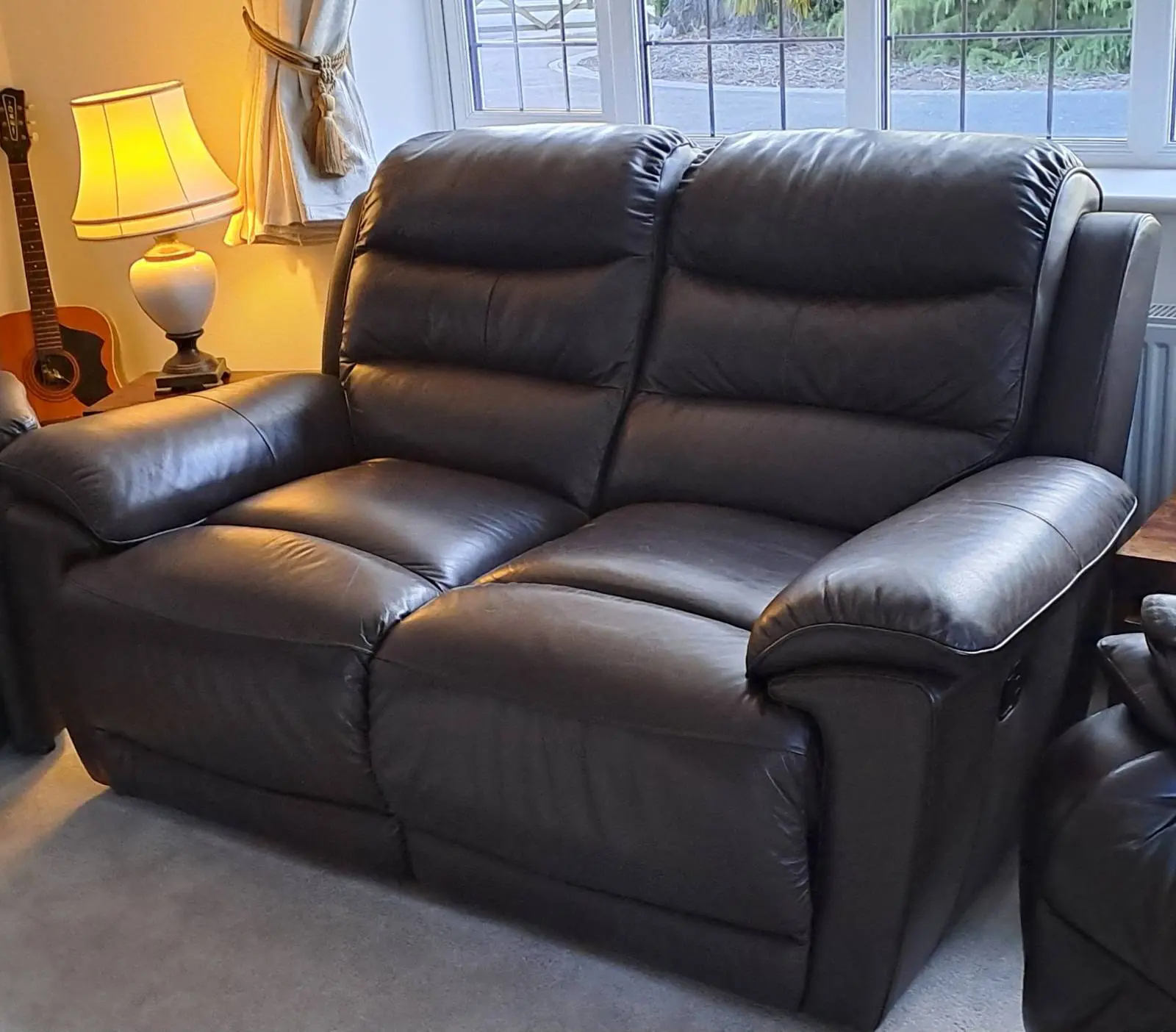 DFS Landos brown leather recliner sofa set