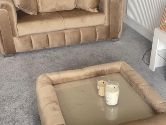 Beige-brown blush velvet sofa set