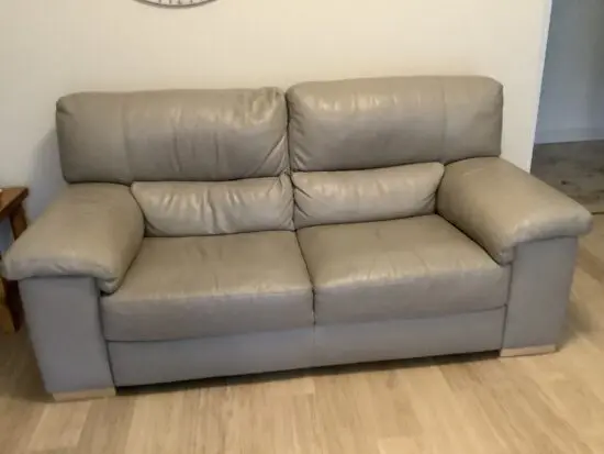 Grey leather sofas