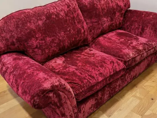 Laura Ashley Mortimer Cranberry Crushed Velvet Large 2 Seater Sofa (inc Feet)