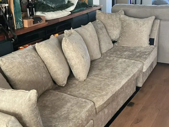 U shaped grey sofa