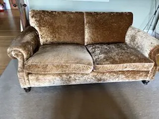 2 John Sankey warm brown velvet sofas