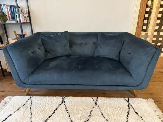 Furniture Village Airforce Blue Rene 2 Seater Fabric Sofa