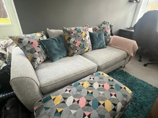 Furniture Village Grey 4 Seater + Footstall