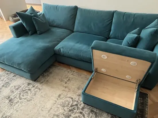 Sofa Workshop Velvet Corner Sofa and Ottoman