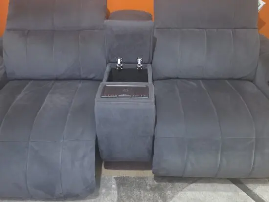 the paramount 2.5 Seater Pow Recliner Sofa, Headrest, Console & Speakers