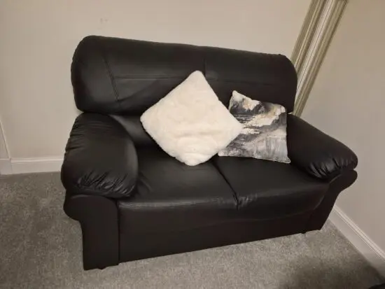 Black leather sofa sets