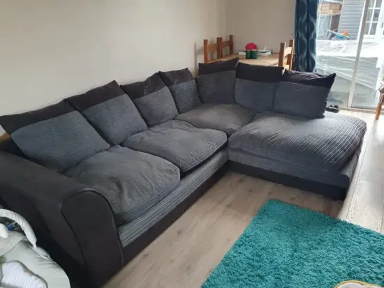 Grey/Black Corner sofa + large chair (love seat)