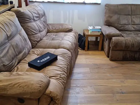 Sofology sofa 2.5 SEATER DOUBLE POWER RECLINER and 1 POWER RECLINER armchair in BUCKSKIN BROWN suede