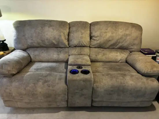 Grey 2 seater recliner with Bluetooth