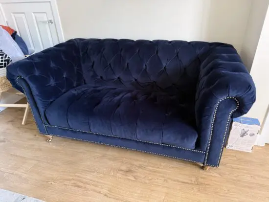 Navy ullswater chesterfield x2 and high back arm chair navy