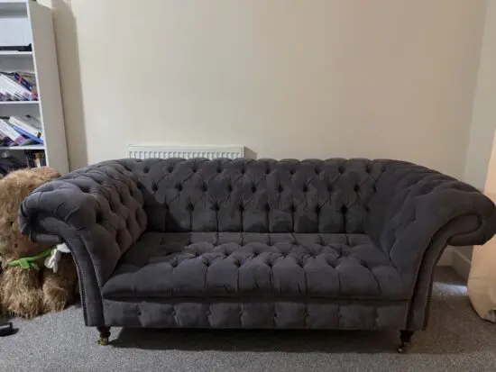 Chesterfield Sofa 3-Seater Grey Fabric