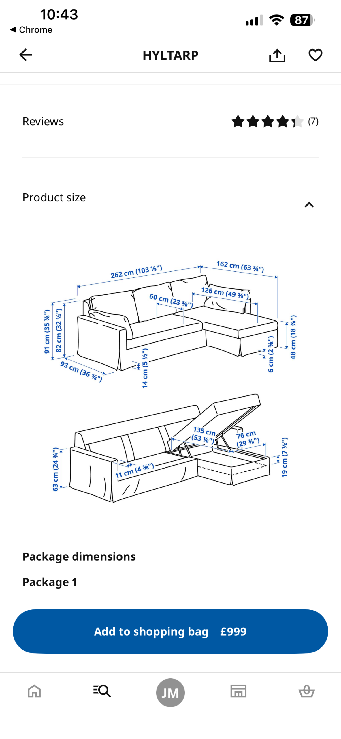 IKEA sofa with chaise and ottoman storage OPEN TO OFFERS
