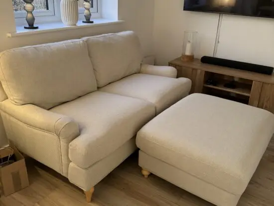 Dusk Hampshire 2 Seater Beige Sofa and Pouffe