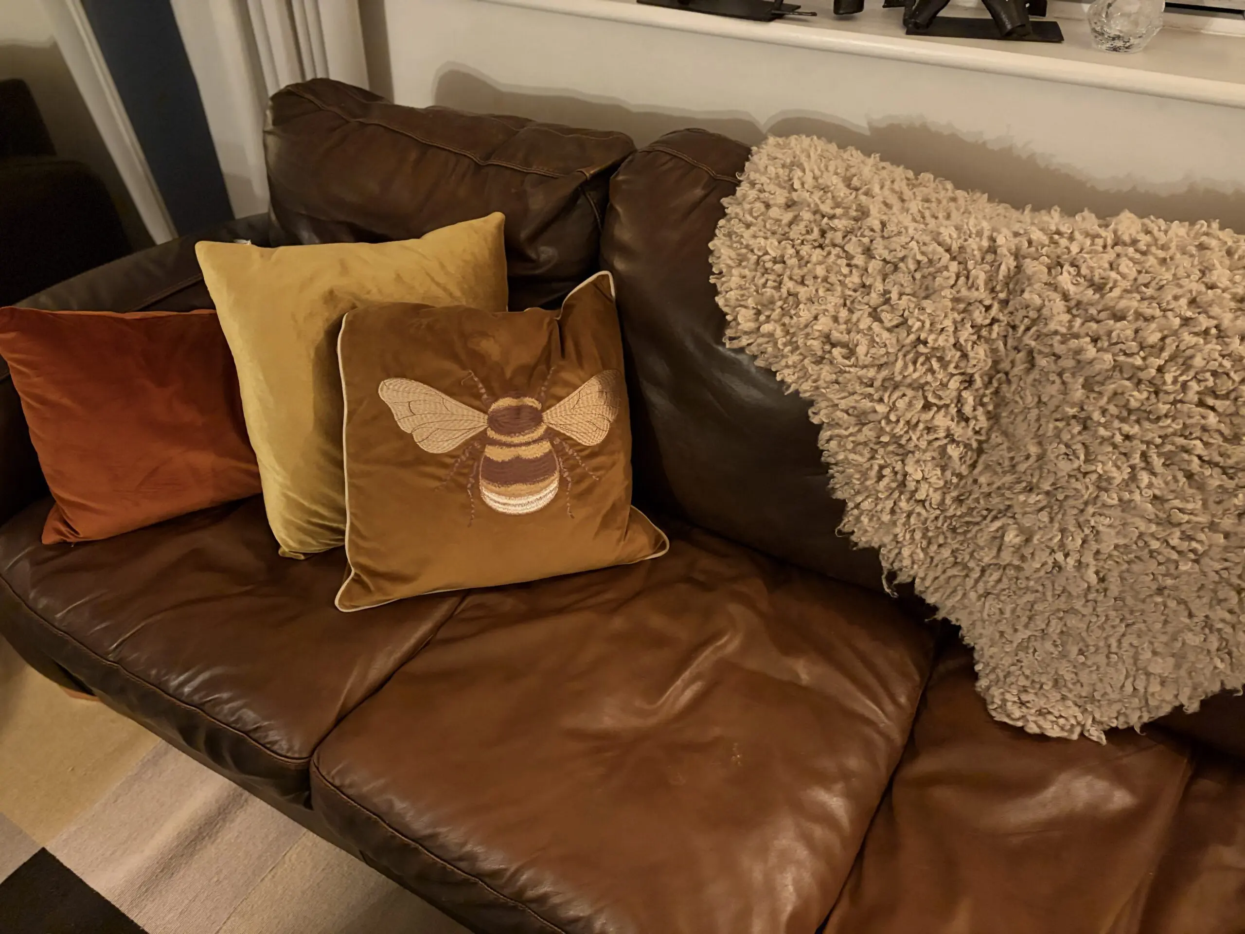 DFS Chocolate Brown L Shaped Sofa with Right Hand Side Chaise Longue