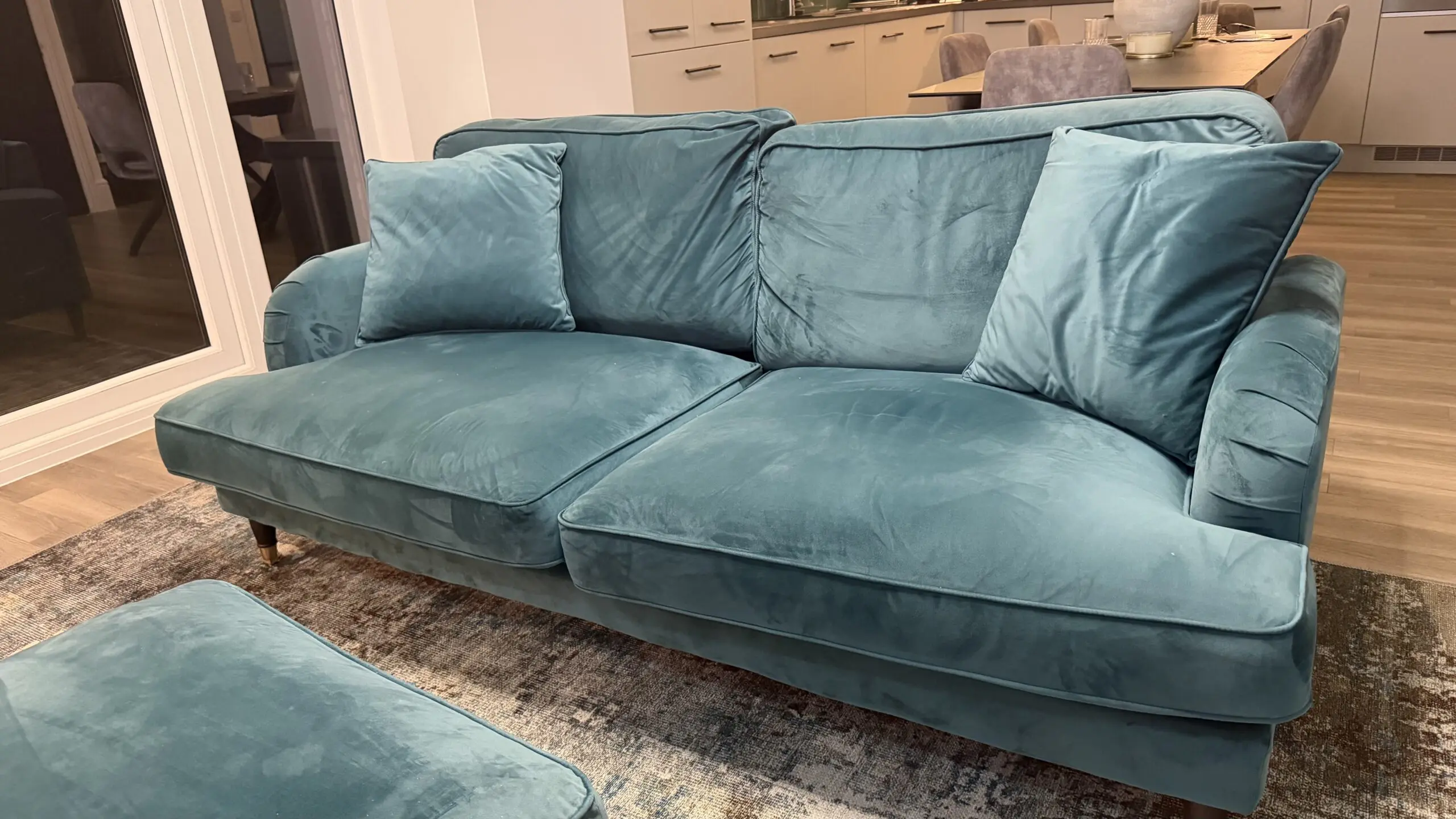Teal/Emerald Green 2 Seater Sofa and matching Footstall