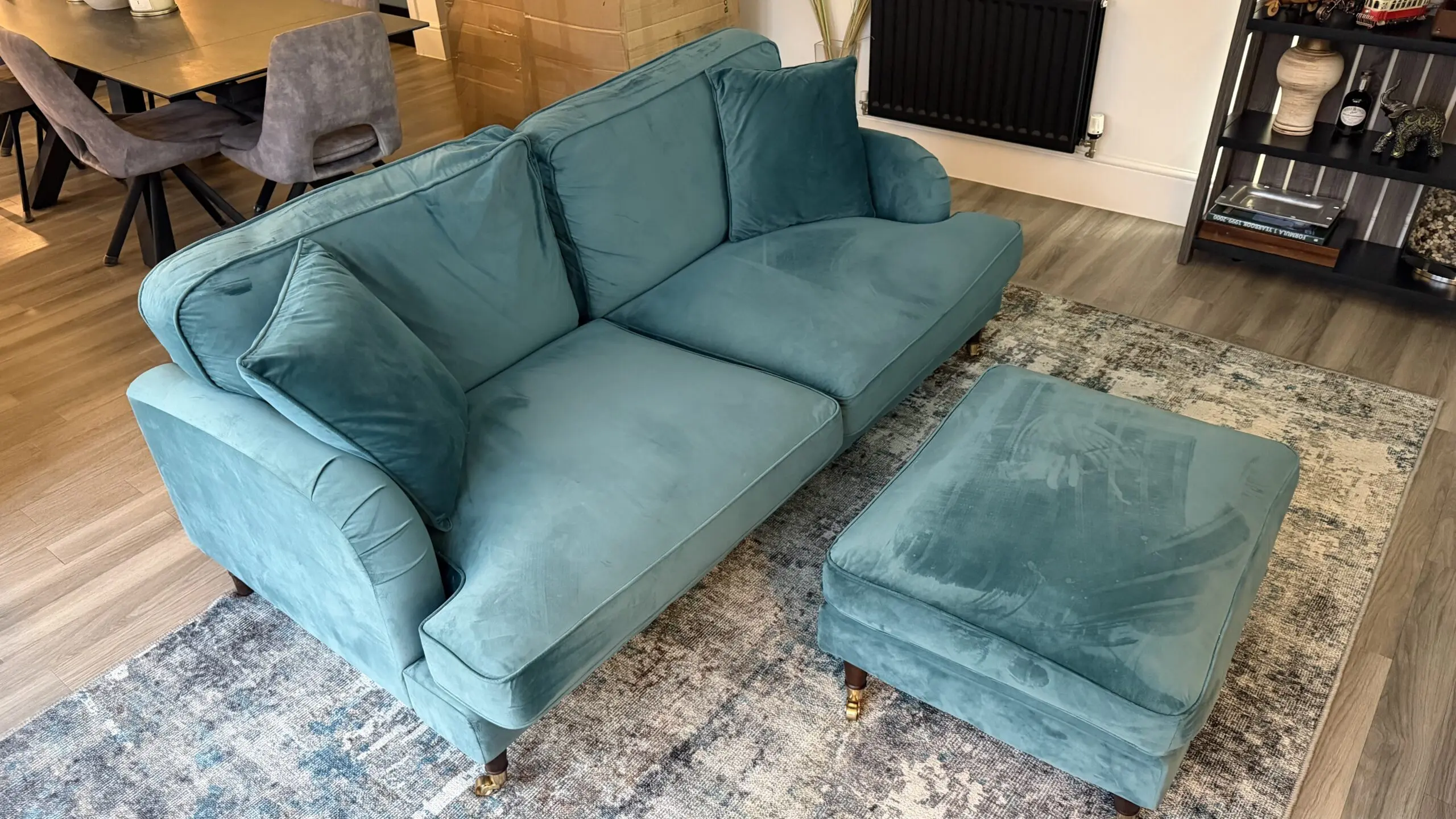 Teal/Emerald Green 2 Seater Sofa and matching Footstall