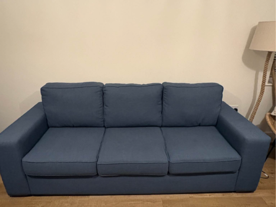 Blue 3 seater sofa, good condition, 1 year old.