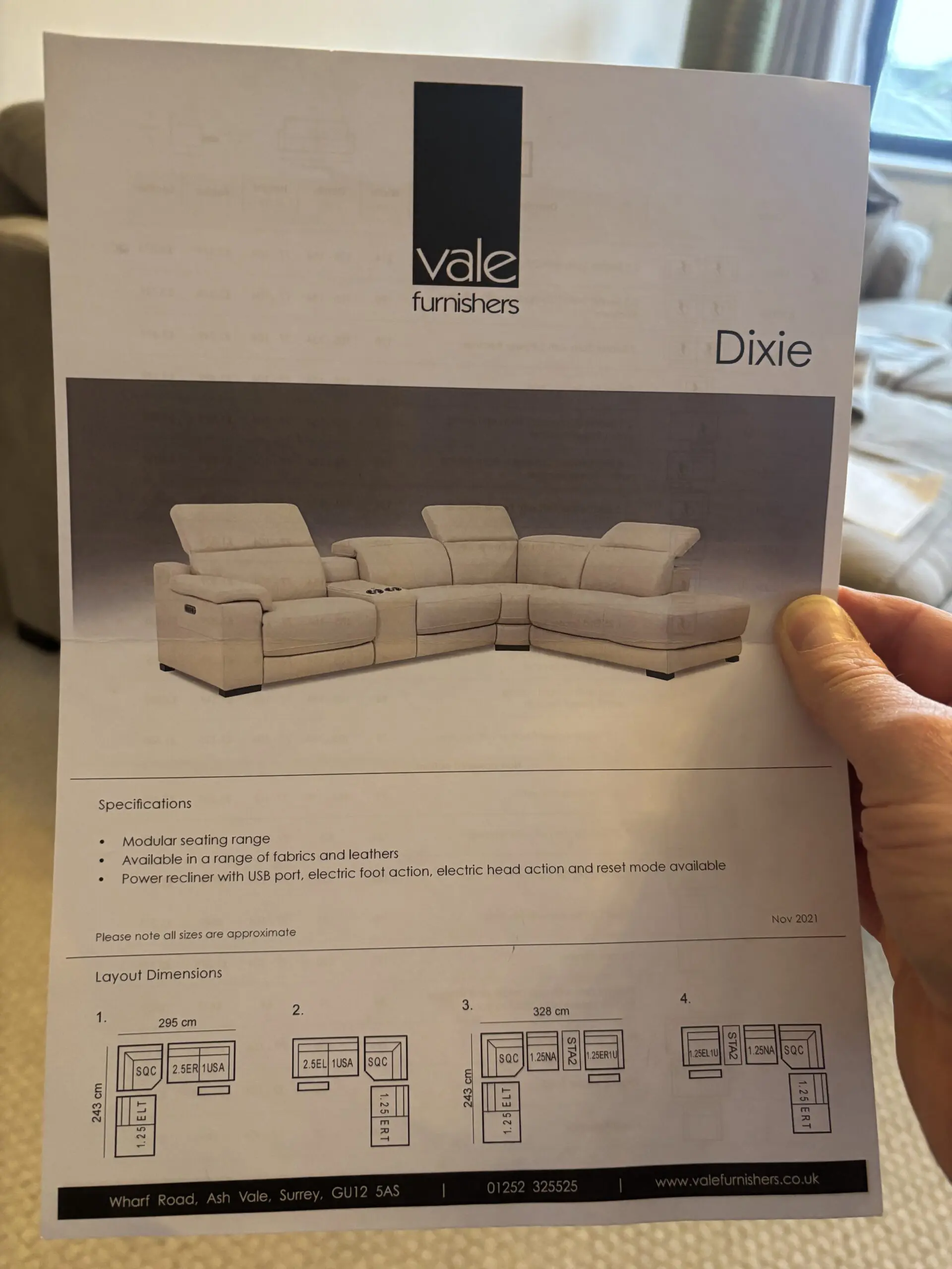 2.5 seater - Dixie double electric reclining sofa