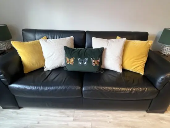 3 & 2 seater black leather sofas