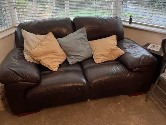 Beautiful chocolate brown leather sofa