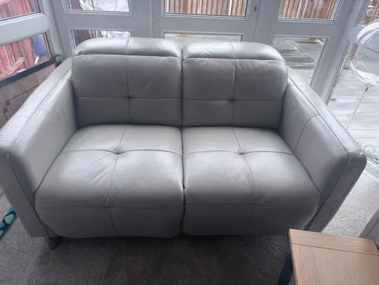 2 seater sofa leather with foldable head rest