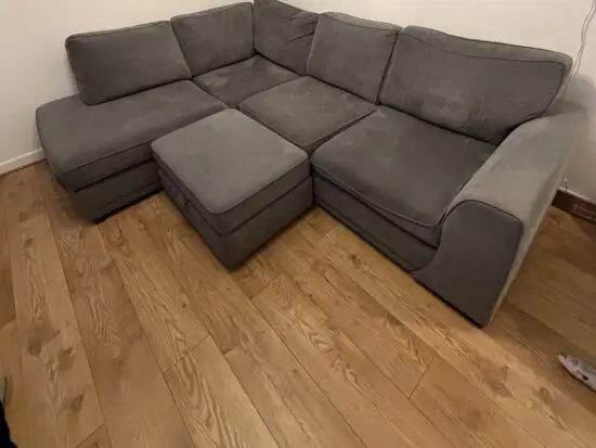 DFS Orka Grey Right Hand Facing Sofa + Footstool