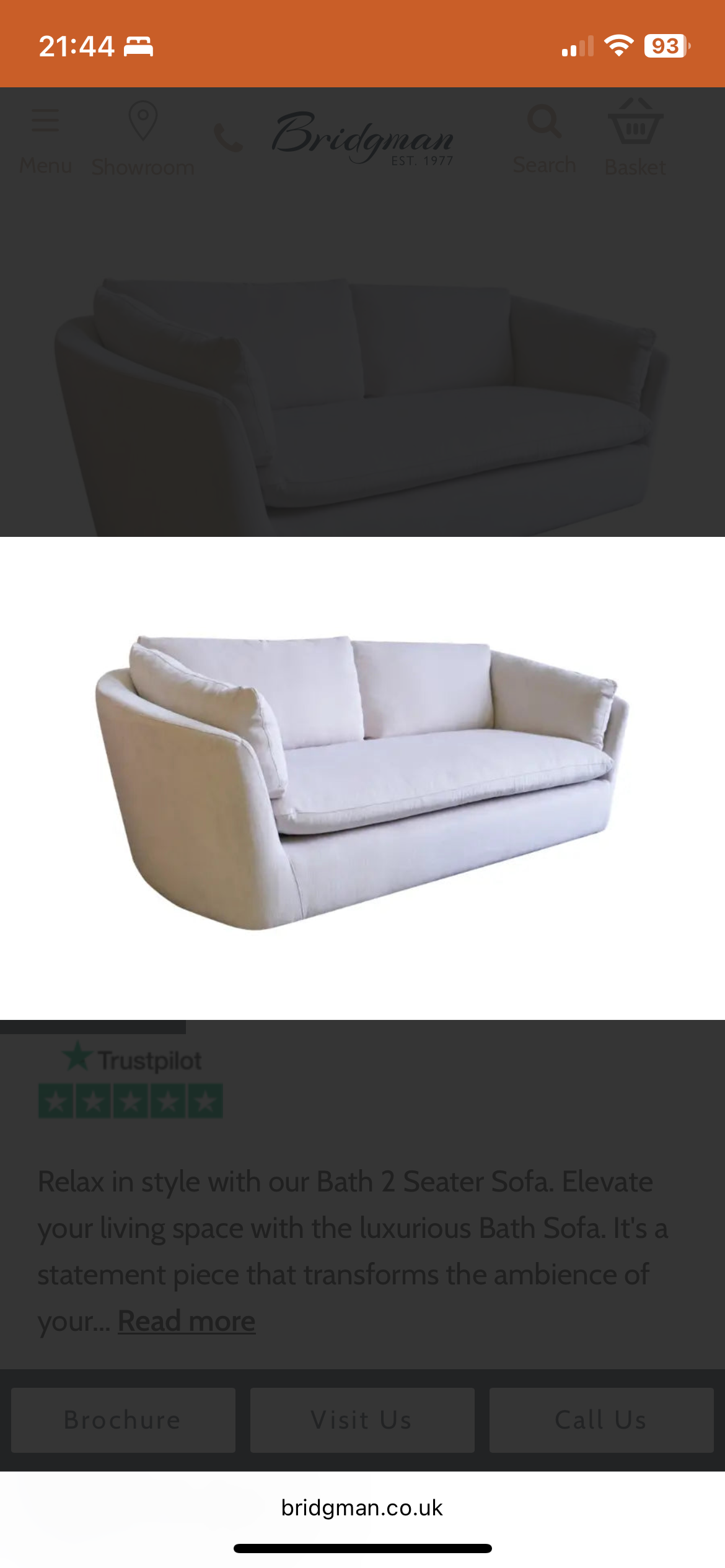 Brigman Bath 2 Seat Luxury Sofa (Lilac Aquaclean Fabric)