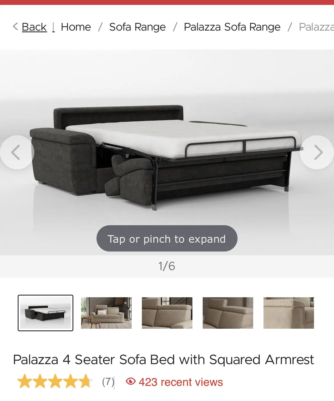 Scs 4 seater sofa bed with square arm rest