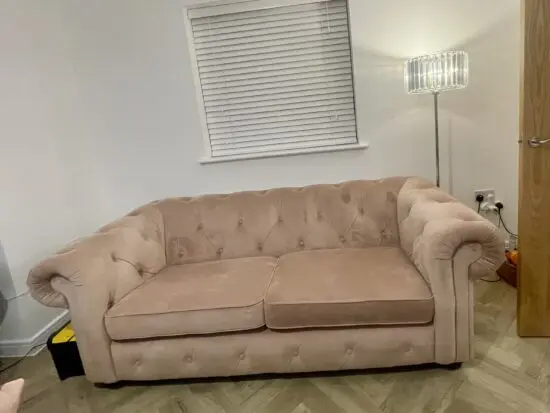 Blush pink 3 seater sofa