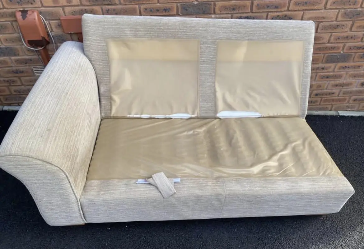 L shaped sofa and two arm chairs beige comfy and used like new.