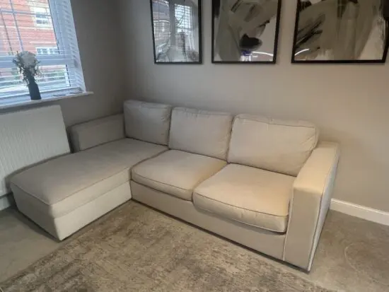 Dusk Beige three seater corner sofa with storage