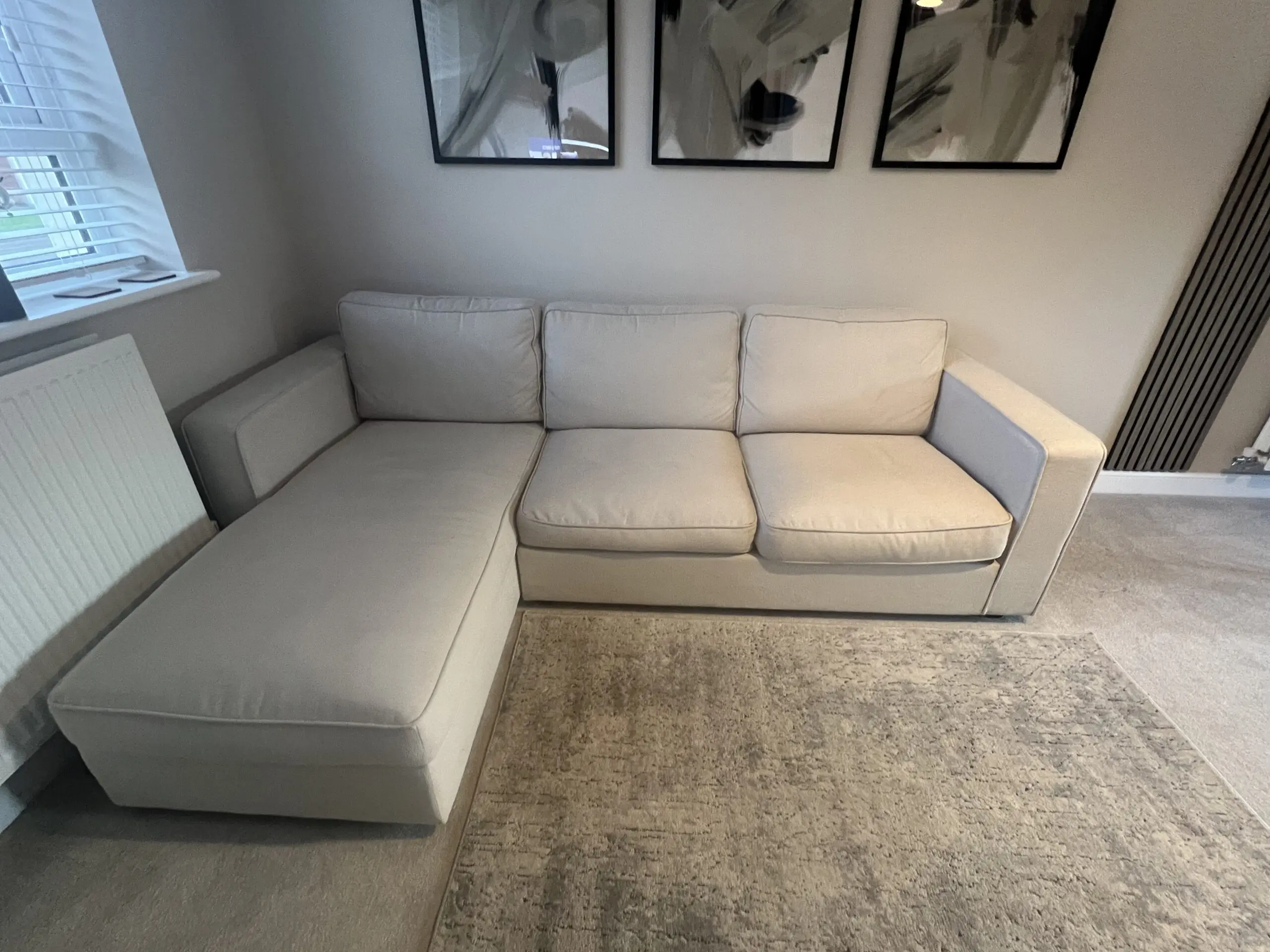 Dusk Beige three seater corner sofa with storage