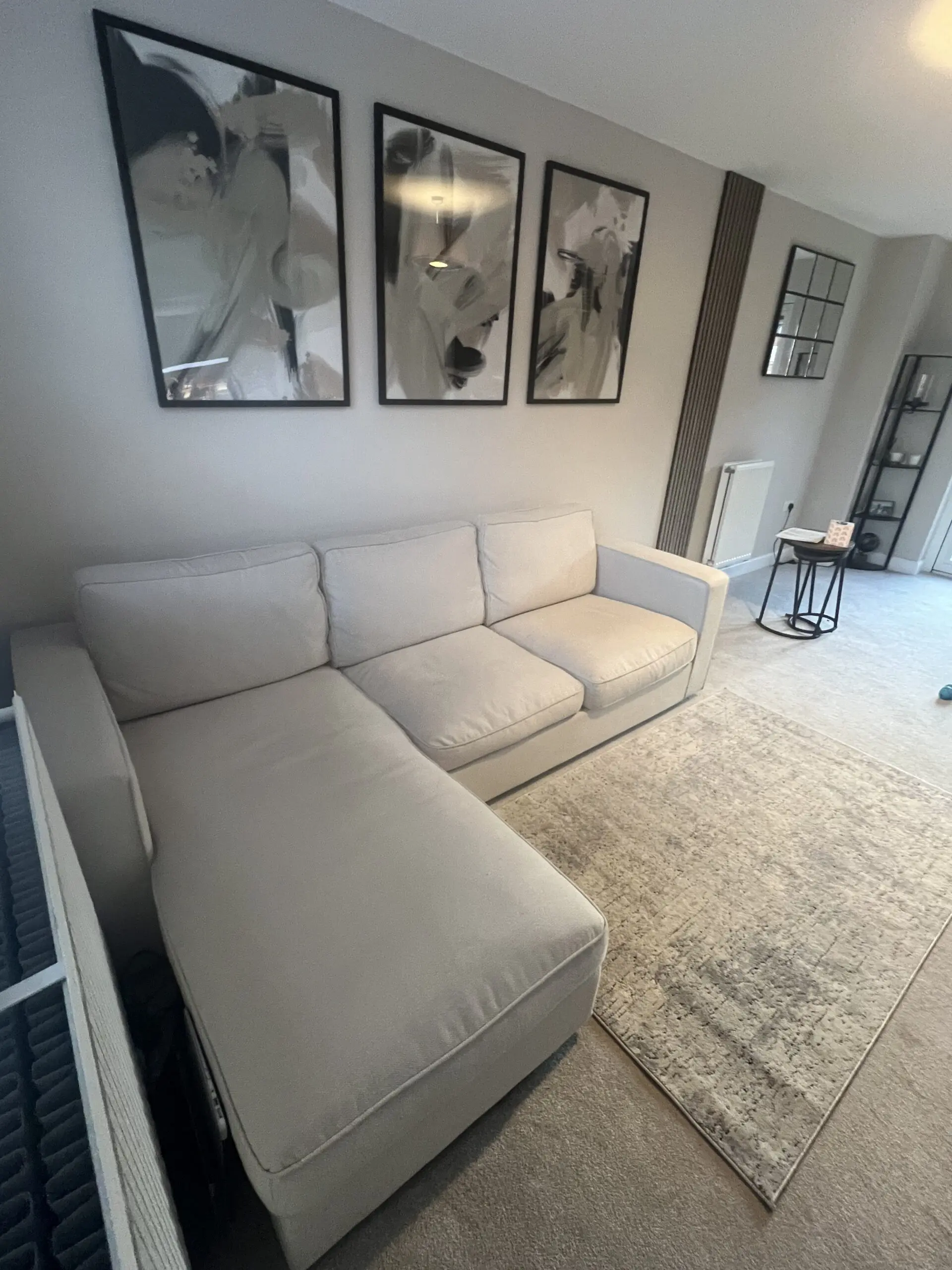 Dusk Beige three seater corner sofa with storage