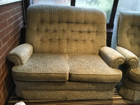 Parker Knoll 2 seater sofa with matching chair, very pale green