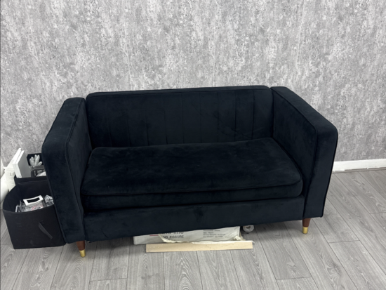 Wayfair Velvet Black 2 Seater Sofa