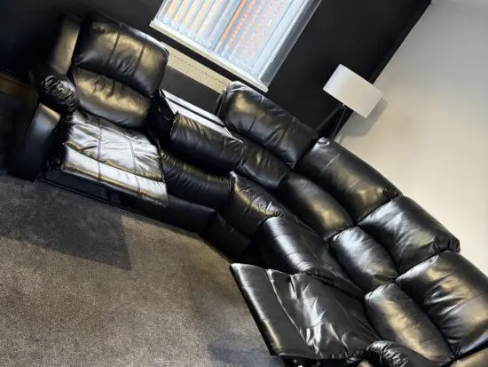 Recliner corner sofa with electric ports