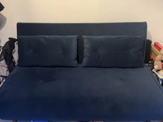 Large Haru 2 Seater Sofa Bed in Smooth Velvet Sapphire Blue