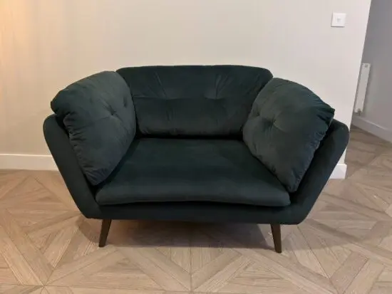 Sofology Hygge Loveseat in Lifestyle Mottled Fabric Dark Green