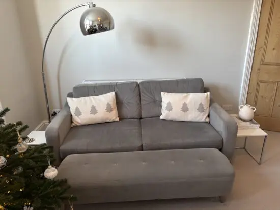 Barker & Stonehouse Grey Velvet 3 Seater Sofa with Footstool