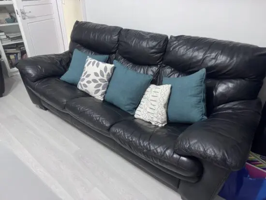 Real Black Leather Sofa Set – 2 Seater & 3 Seater