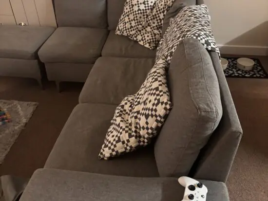 Wayfair Grey 4 seater corner sofa with pouffe