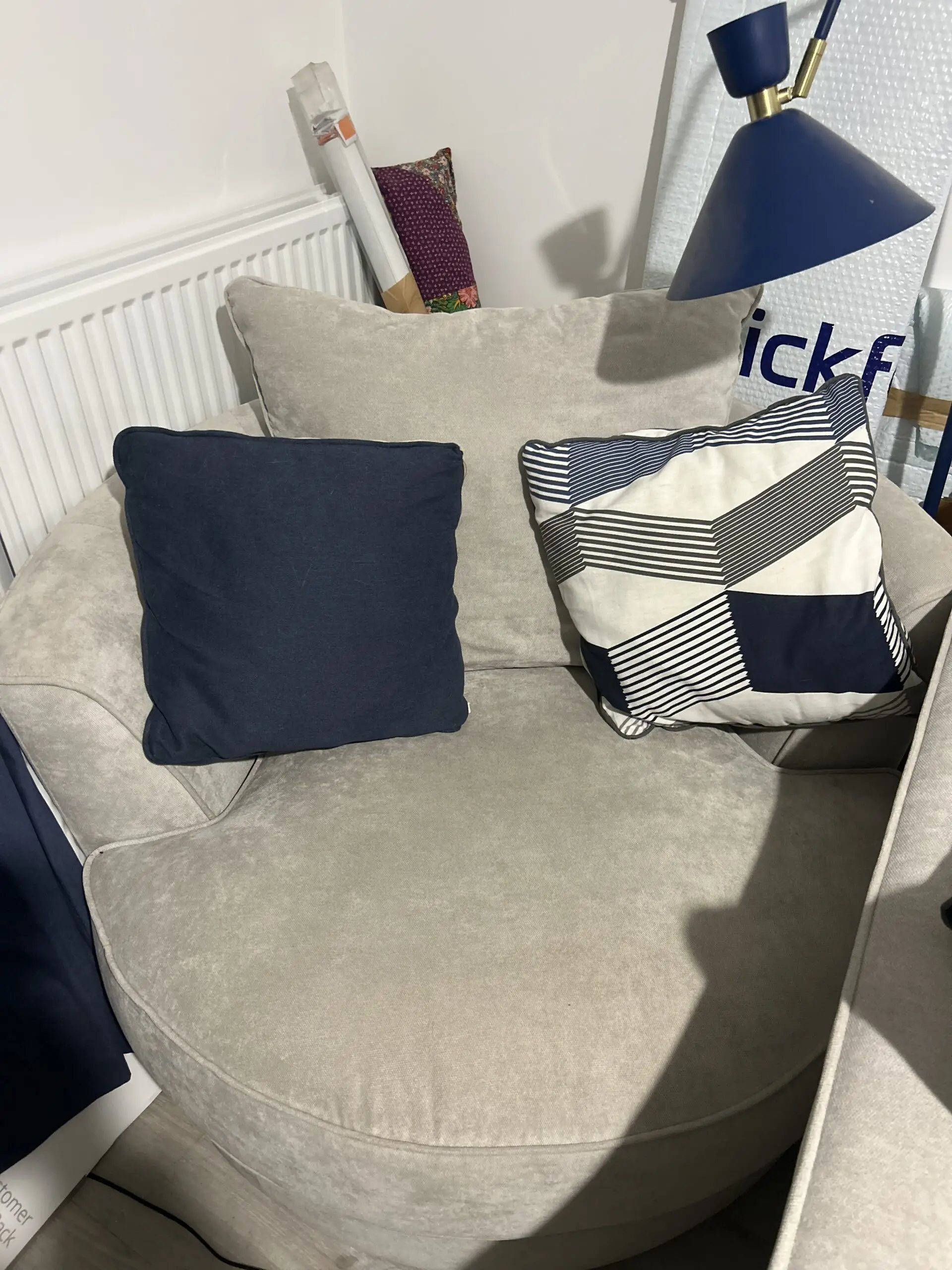 Furniture Village Grey Legend Classic Back Fabric Sofa