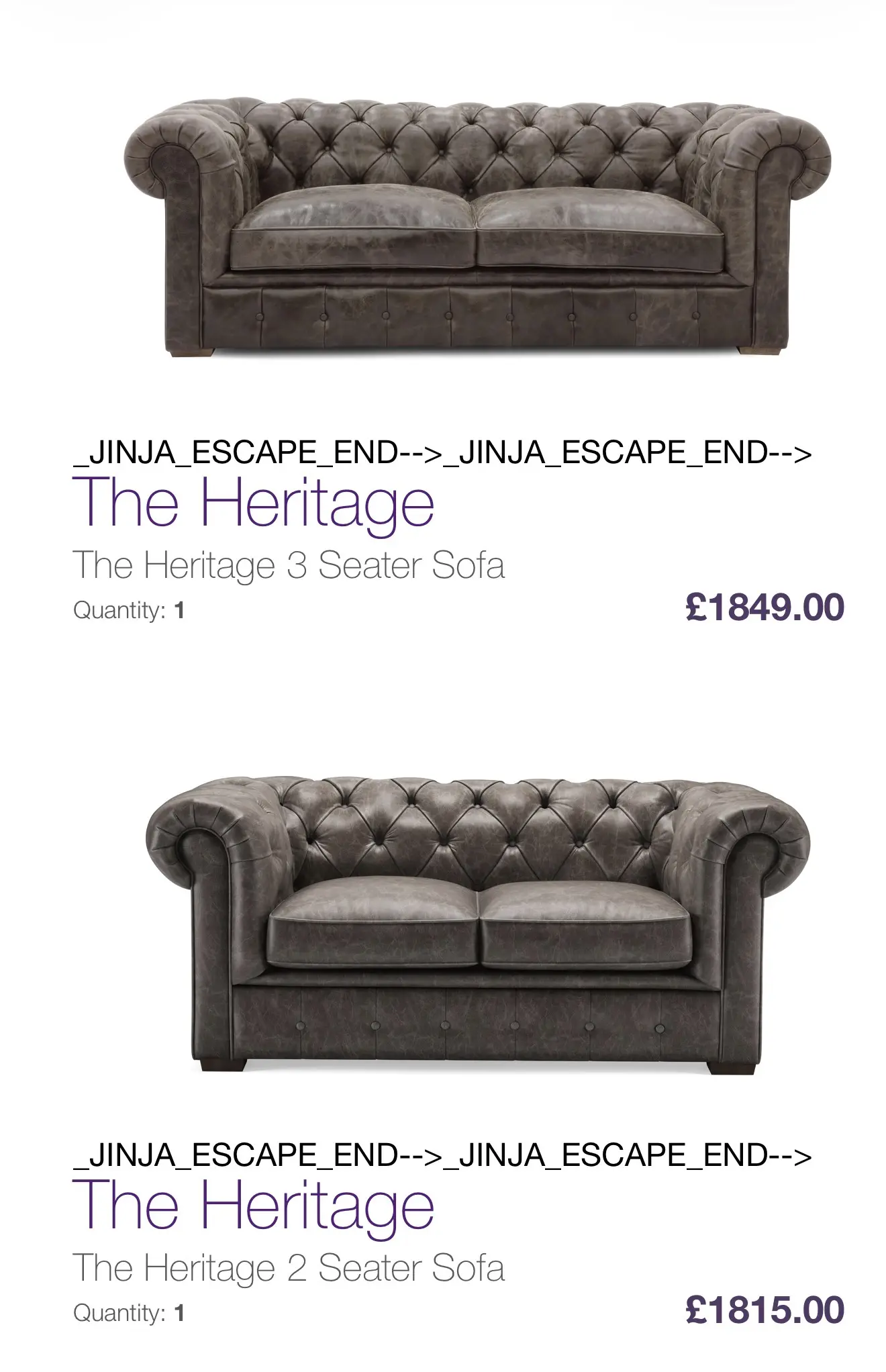 DFS Heritage leather Chesterfield Sofa set