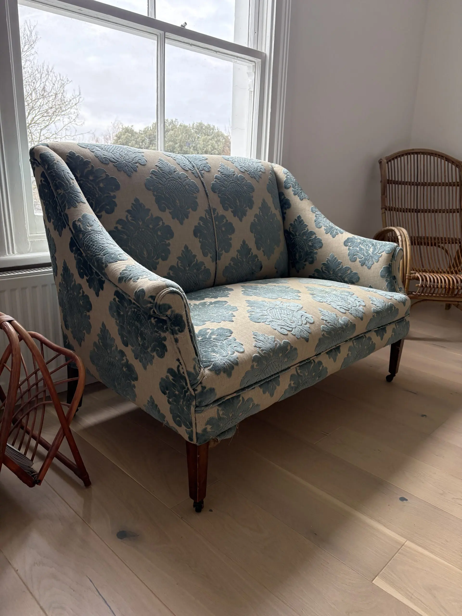 Vintage Reupholstered Loveseat / Small Two-Seater Sofa – Velvet Upholstery