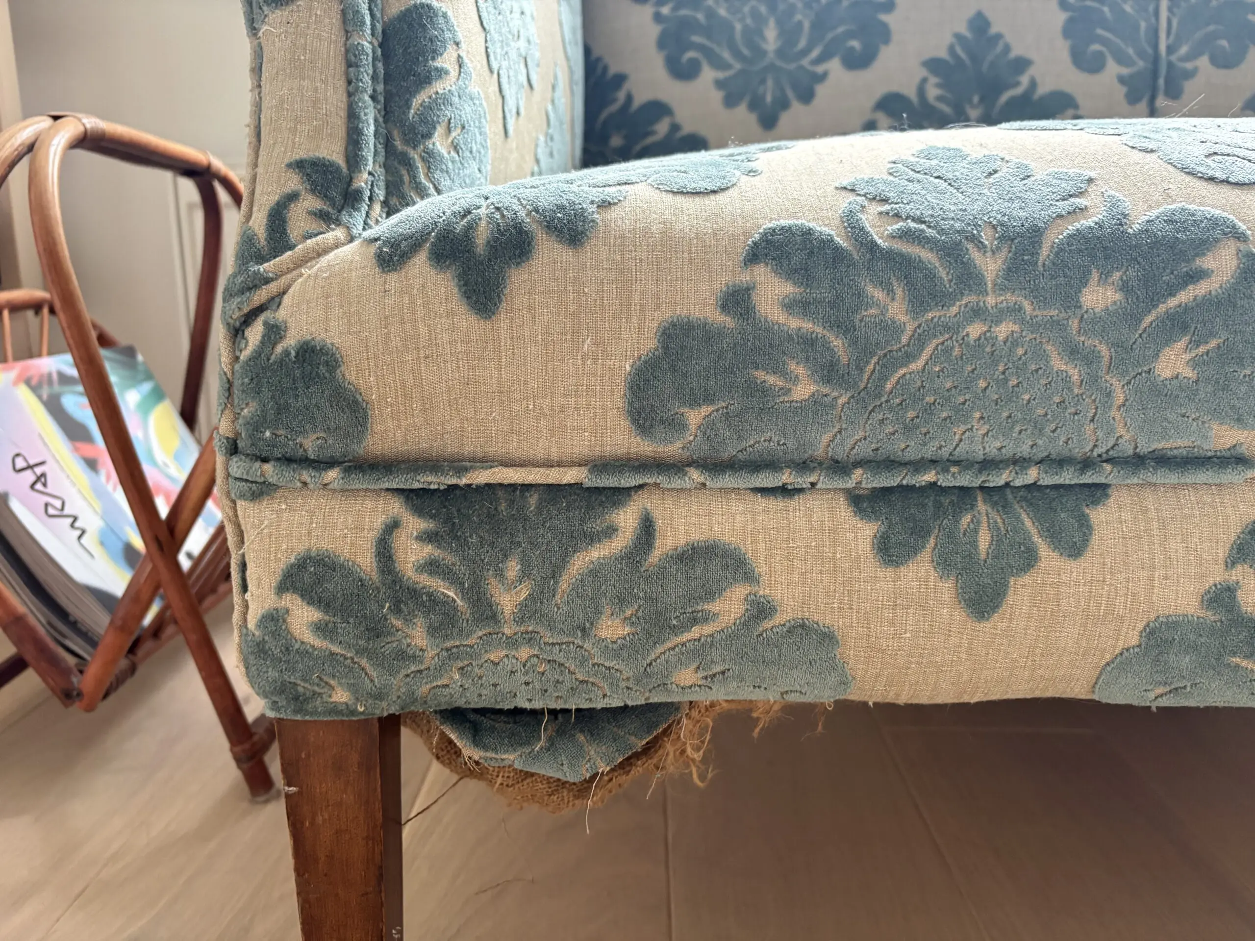 Vintage Reupholstered Loveseat / Small Two-Seater Sofa – Velvet Upholstery