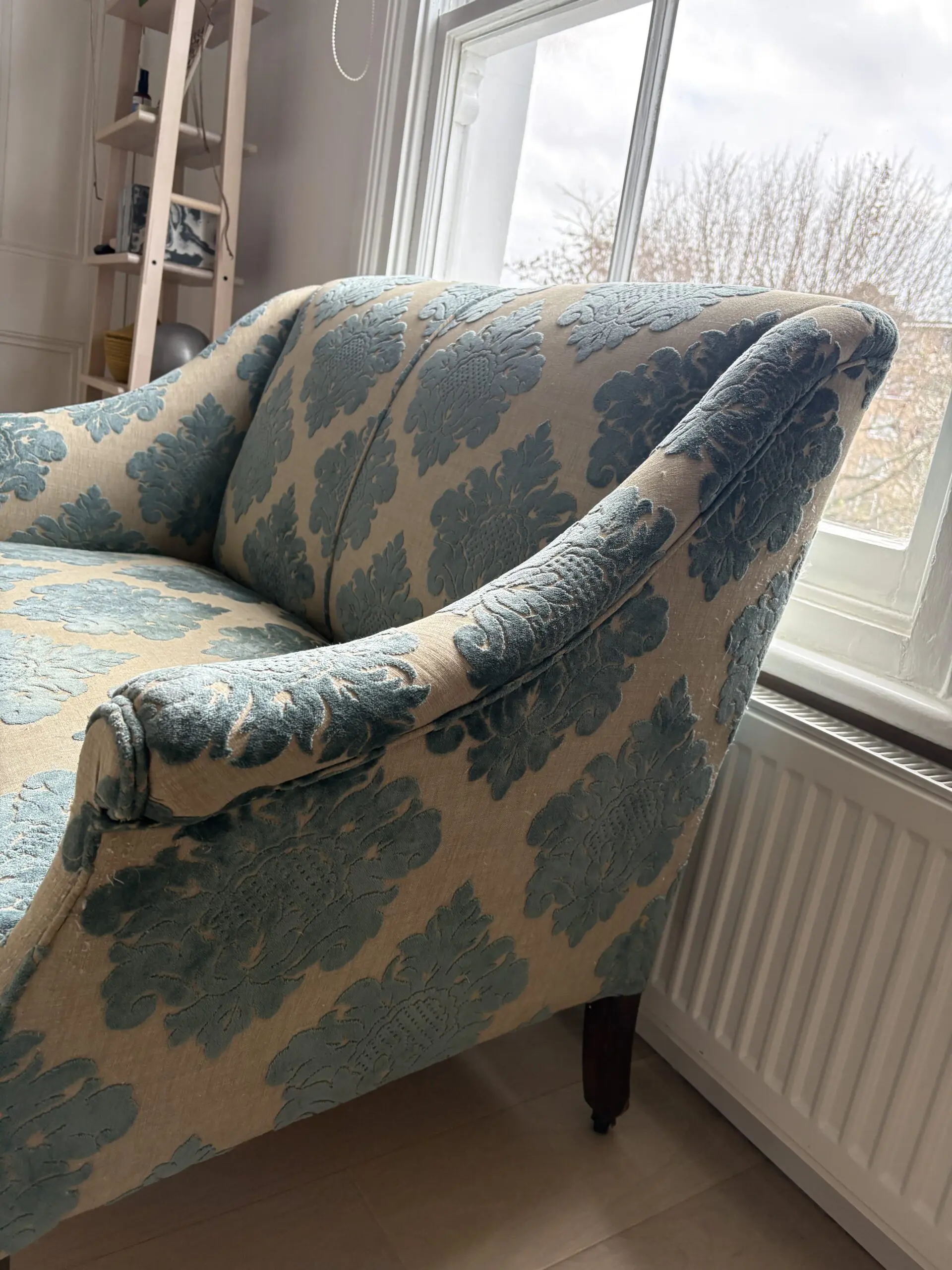 Vintage Reupholstered Loveseat / Small Two-Seater Sofa – Velvet Upholstery