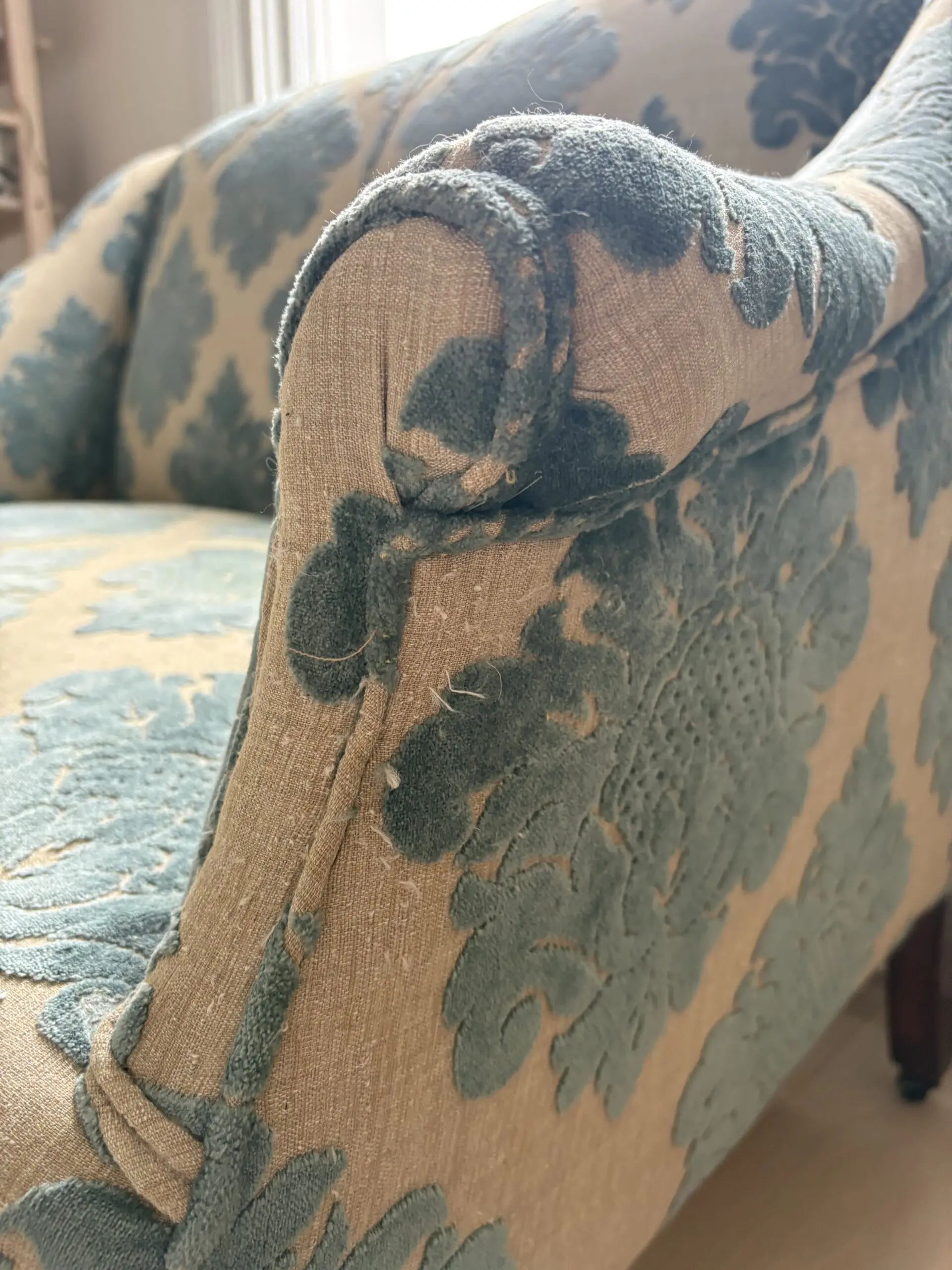 Vintage Reupholstered Loveseat / Small Two-Seater Sofa – Velvet Upholstery
